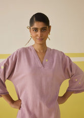 A Model Wearing Multicolor Handwoven Cotton Endless Summer Kala Cotton Kurta Top , curated by Only Ethikal